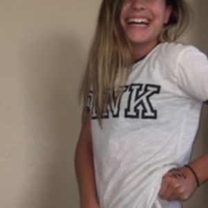 White Victoria secret /Pink shirt with black logo